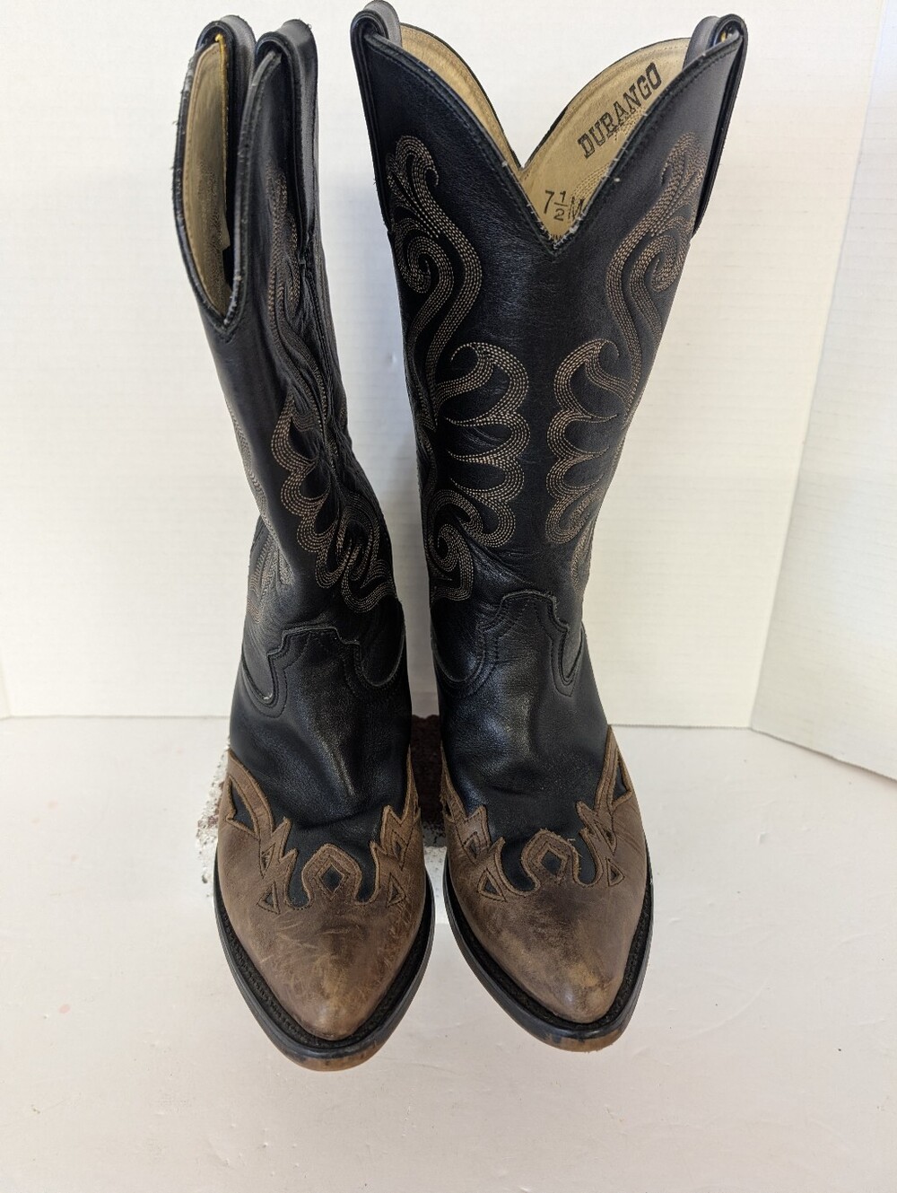 Western Boots Cowboy Boots By Durango Black and Brown -Ladies  Size 7.5 - Picture 2 of 12